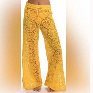 NWT SUNSHINE 79 Women's Beach Crochet Cover-up Pants and Crop Top Set